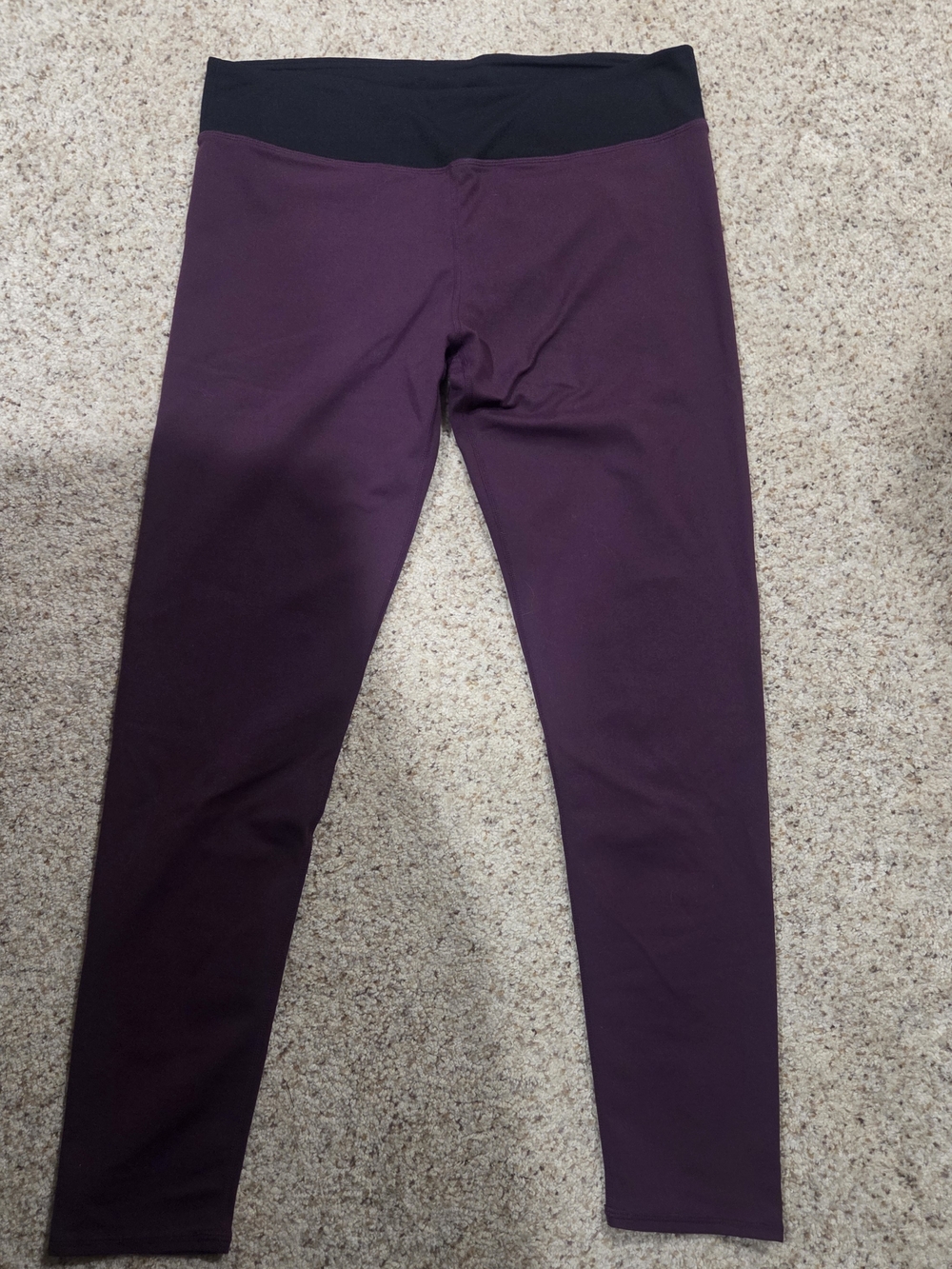 Fabletics Plum Leggings with Black Waistband